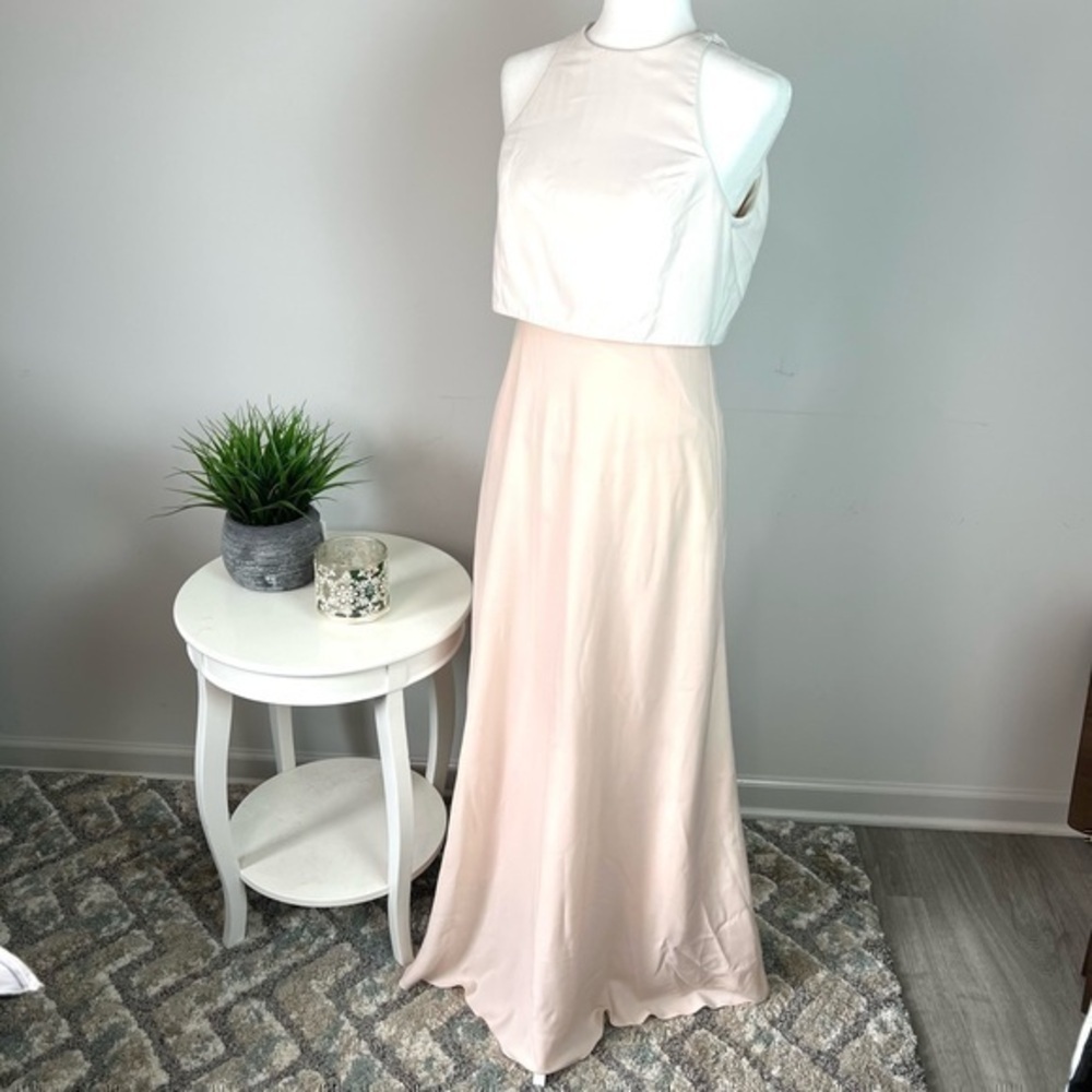 Jill Jill Stuart woman’s pale pink flared halter top maxi dress size 6